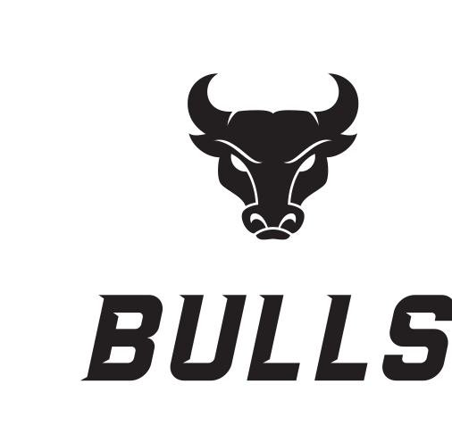 Bulls Spiritmark, black with white text, vertical lockup variant, cell 91