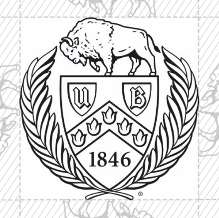 University at Buffalo crest, black and white variant