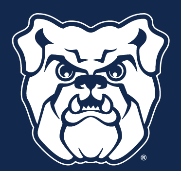 bulldog head, 1-color white on navy variant, cell 5