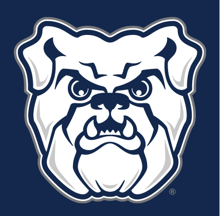 bulldog head, full color on navy variant