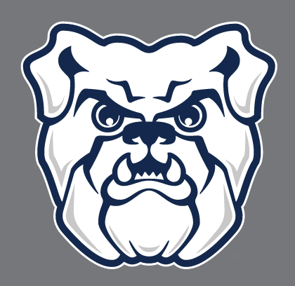 bulldog head, full color on grey variant