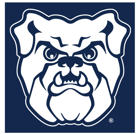 bulldog head, one color white on navy variant