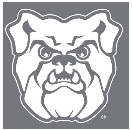 bulldog head, one color white on grey variant