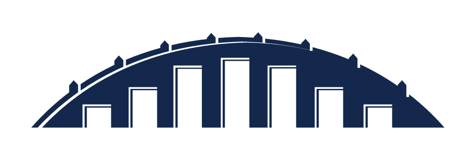 Hinkle Fieldhouse arch, 1-color navy variant, cell 7