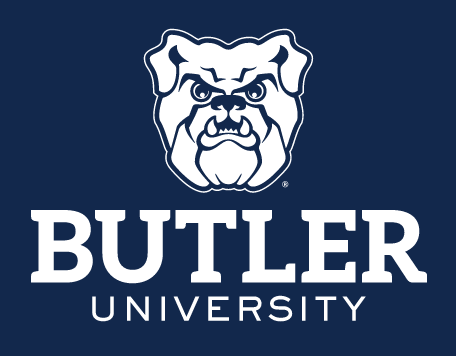 Butler University logo, reverse one color white variant, cell 14