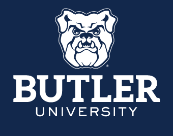 Butler University logo, reverse one color white outline on navy variant, cell 19