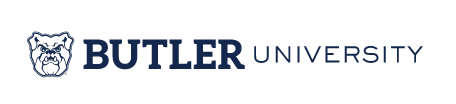Butler University logo horizontal, one color navy variant, cell 22