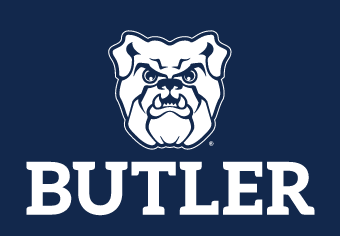 Butler logo, reverse one color white outline on navy variant, cell 32