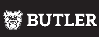 Butler logo horizontal, reverse one color white on black variant, cell 38