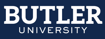 Butler University wordmark, reverse one color white on navy variant, cell 46