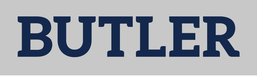 BUTLER wordmark, navy on light gray variant