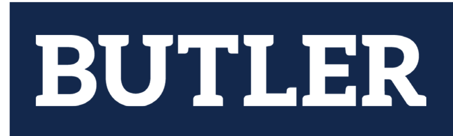 BUTLER wordmark, white on navy variant