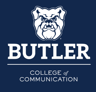 BUTLER COLLEGE of COMMUNICATION logo, white/black variant, cell 58