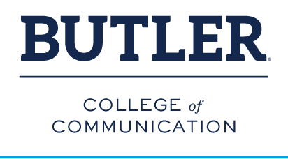 BUTLER COLLEGE of COMMUNICATION wordmark, navy variant, cell 59
