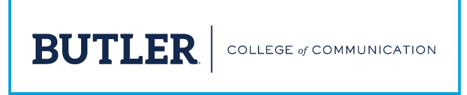 BUTLER COLLEGE of COMMUNICATION wordmark, navy variant, cell 62
