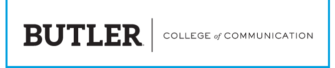BUTLER COLLEGE of COMMUNICATION wordmark, black variant, cell 63
