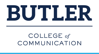 BUTLER COLLEGE of COMMUNICATION wordmark, navy variant, cell 59