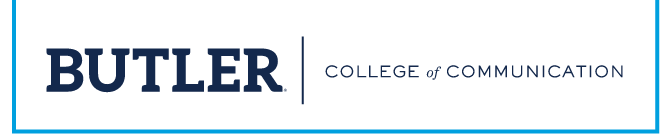 BUTLER COLLEGE of COMMUNICATION wordmark, navy variant, cell 62