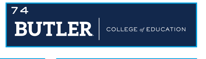 BUTLER COLLEGE of EDUCATION horizontal, white/blue variant, cell 74
