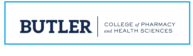 BUTLER COLLEGE of PHARMACY and HEALTH SCIENCES horizontal, blue/white variant, cell 92