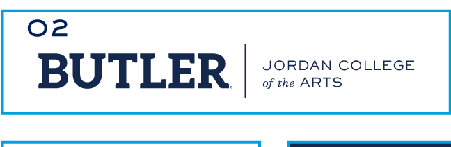 BUTLER JORDAN COLLEGE of the ARTS horizontal, navy/white variant, cell 102