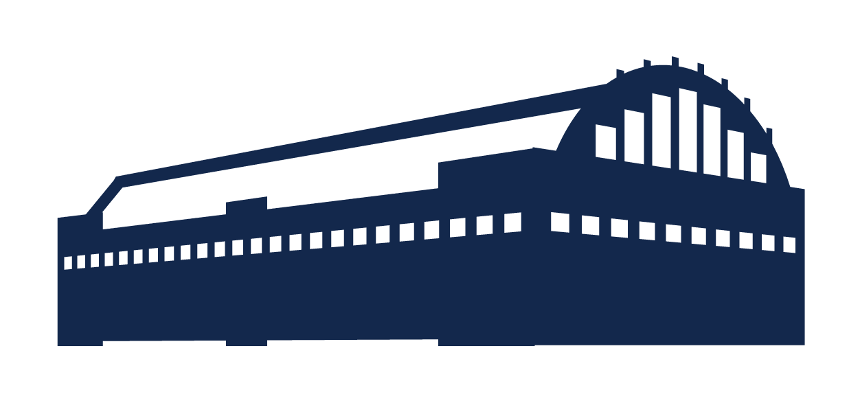 Hinkle Fieldhouse silhouette, navy blue variant