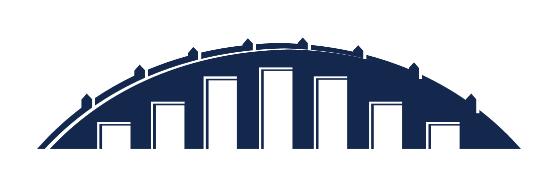 Hinkle Fieldhouse arch silhouette, navy blue variant