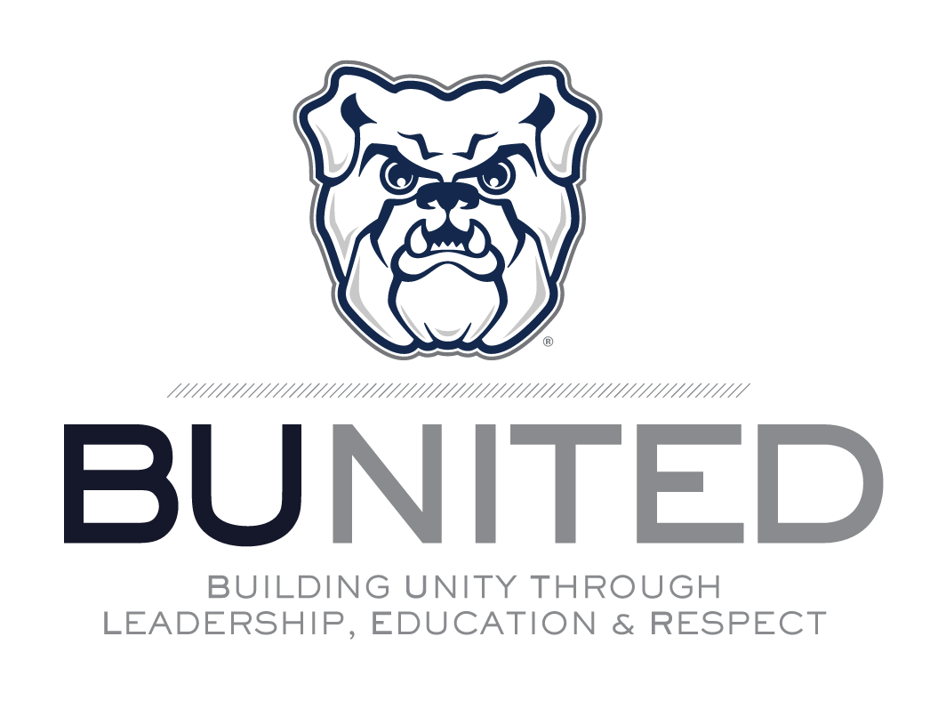 BUnited logo, vertical with tag, color variant