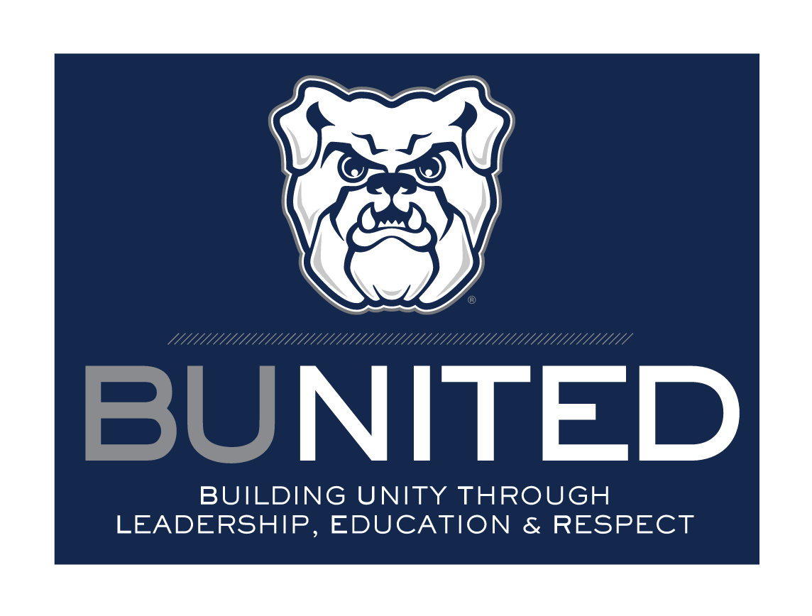 BUnited logo, vertical with tag, reverse variant