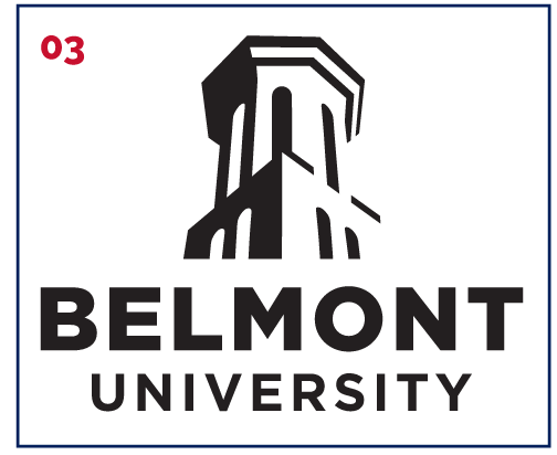 Belmont University primary logo vertical, black variant, cell 3