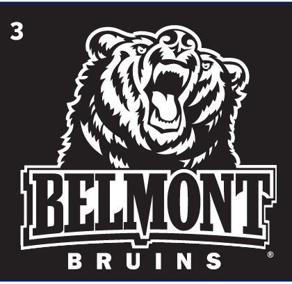Belmont Bruins athletic logo full, reverse on black variant, cell 13