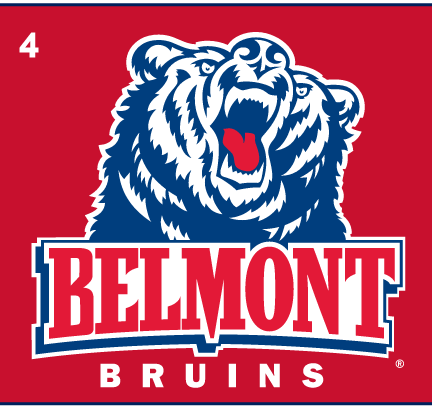 Belmont Bruins athletic logo full, full color on red variant, cell 14