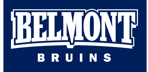 BELMONT BRUINS wordmark, reverse on navy variant, cell 17