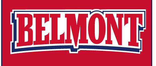BELMONT wordmark, reverse on red variant, cell 22