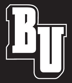 BU wordmark, reverse on black variant, cell 30