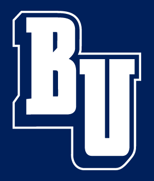 BU wordmark, reverse on navy variant, cell 32