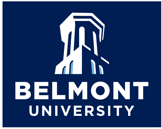 Belmont University Logo, Color Variations, Primary Logo, White on Navy variant