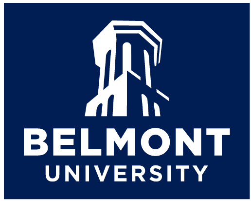 Belmont University Logo, Color Variations, Primary Logo, White on Navy variant