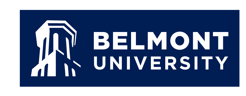 Belmont University Logo, Color Variations, Horizontal Logo, White on Navy variant