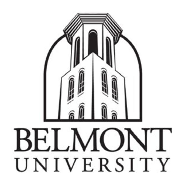 Belmont University Logo, black and white, stacked variant