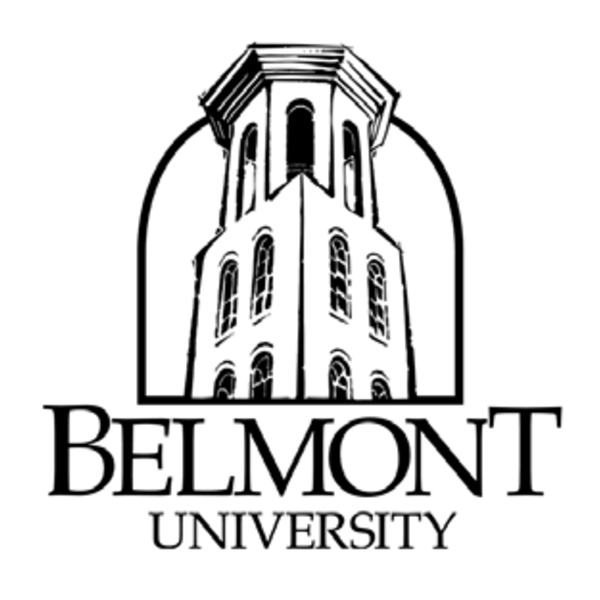 Belmont University Logo, black and white, stacked variant