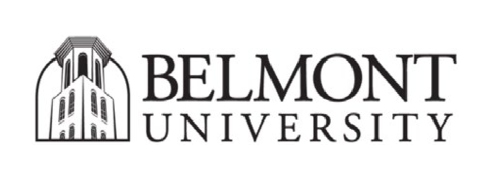 Belmont University Logo, black and white, horizontal variant