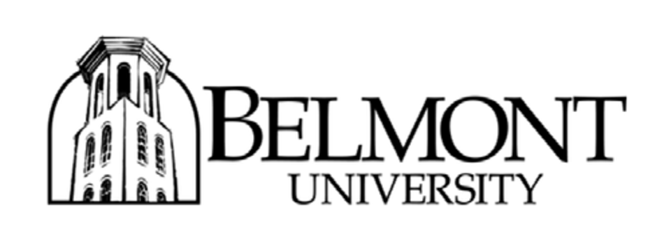 Belmont University Logo, black and white, horizontal variant