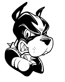 mascot head, black and white on white variant, cell 104