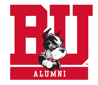 BU mascot logo, red/black/white variant