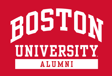 Boston University wordmark, white variant