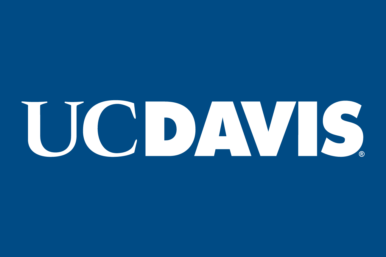 UC Davis wordmark, white/gold on blue variant, cell 2