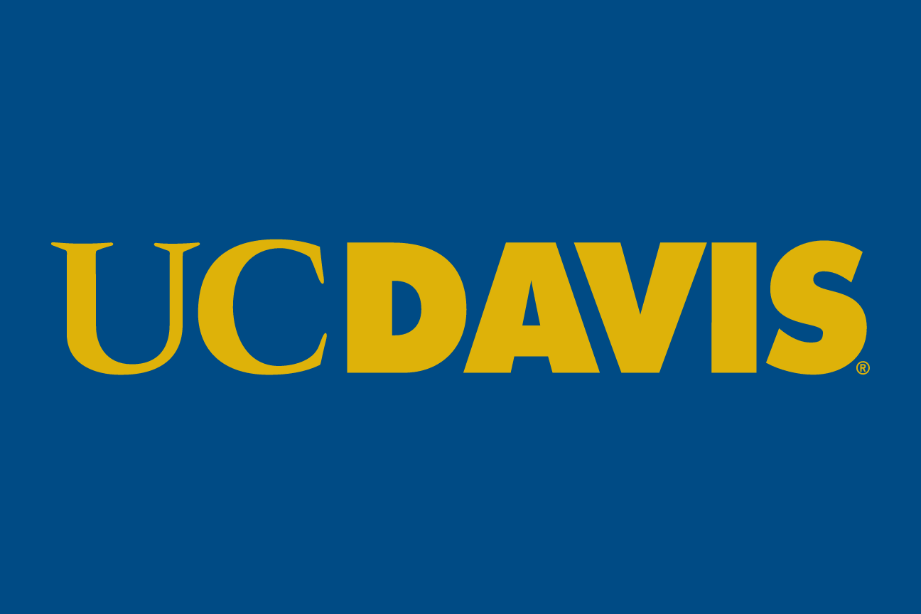 UC Davis wordmark, gold/white on blue variant, cell 4