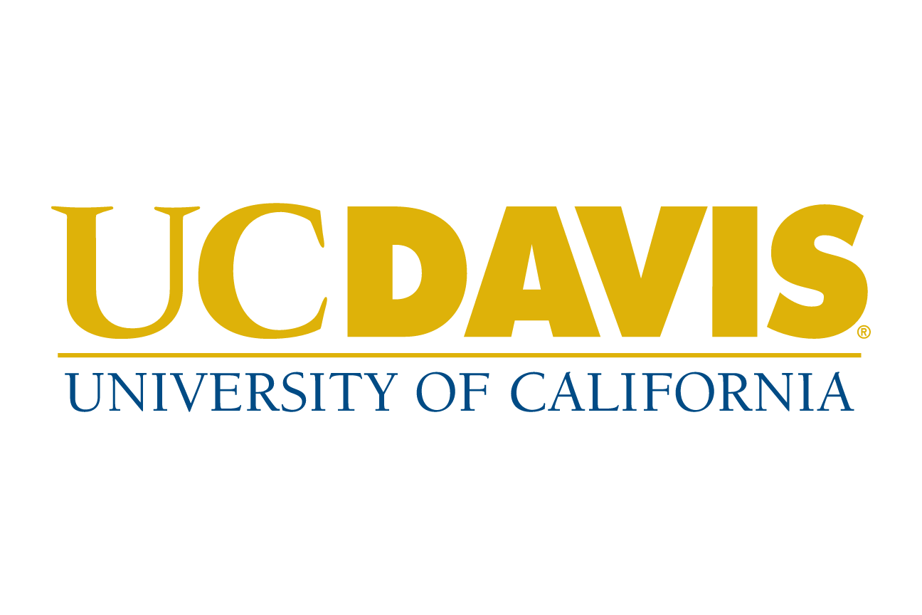 UC Davis secondary wordmark, blue/gold on white variant, cell 7
