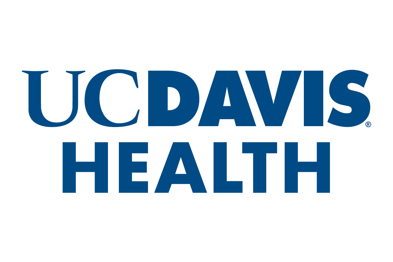 UC Davis Health wordmark, blue/gold on white variant, cell 15